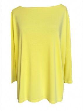 NWOT Talbots 100%‎ Pima Cotton Lemon Yellow 3/4 Sleeve The Talbots Tee